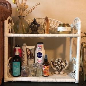 Vintage Wicker Rattan Bamboo Cane Shelf